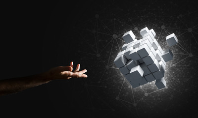 Idea of new technologies and integration presented by cube figure