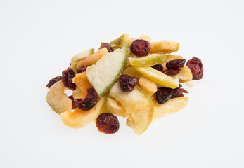 Dried fruits or assorted preserved fruits on background.