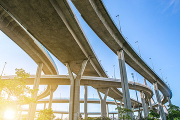 Bridge. Architecture lines under the bridge, Elevated expressway, bangkok, thailand