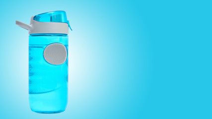 sport water bottle on blue color background