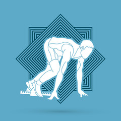 Ready to run, Athlete runner designed on line square background graphic vector