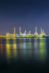Industrial view at oil refinery plant form industry zone at the Chaophaya river in Bangkok Thailand
