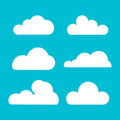 Cloud. Set of silhouette in flat style. Collection of cloud icon , shape, label, symbol. Graphic element vector. Vector design element for logo, web and print. Illustration