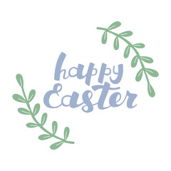 Happy Easter. Hand Drawn Lettering Illustration.
