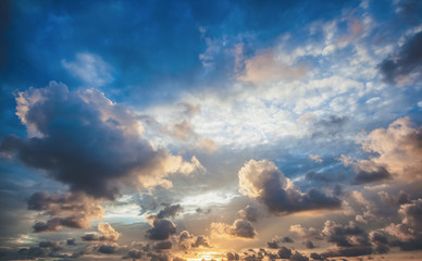 Bright beautiful sunset sky background