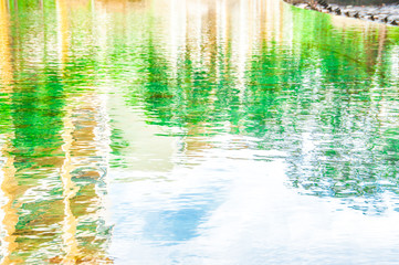 Ripple Water in swimming pool with sun reflection