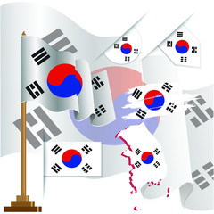 south korea flags vector illustration