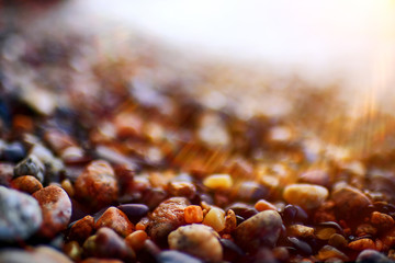 Pebble texture on the river bank