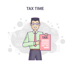 Conceptual banner reminder on tax time flat line design.