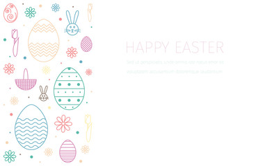 Happy Easter banner. Silhouette of different shapes of easter eggs . Vector illustration.