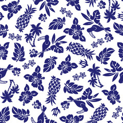 ハイビスカスとパイナップルのパターン