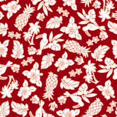 ハイビスカスとパイナップルのパターン