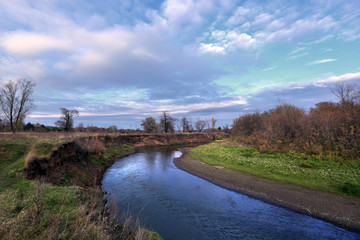 Obraz premium Beautiful nature, scenery, sunset on the river