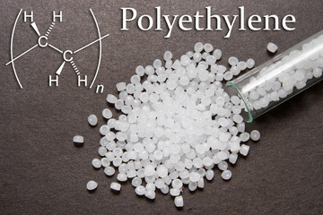 Transparent Polyethylene pellets.Polyethylene is a chemical formula.  Plastic Raw material .Plastic granules.