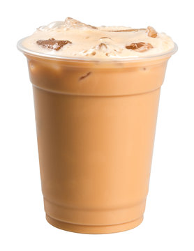 Iced tea or coffee with milk on a background.