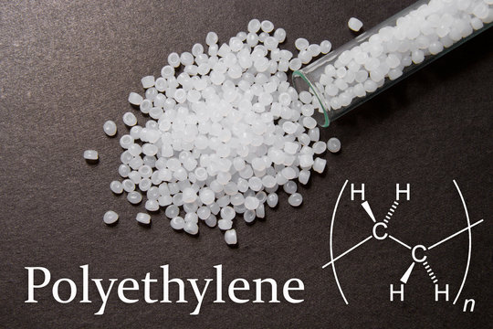 Transparent Polyethylene pellets.Polyethylene is a chemical formula.  Plastic Raw material .Plastic granules.