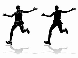 Fototapeta na wymiar silhouette of runner , vector draw