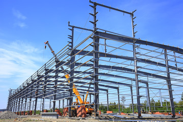 steel frame structure is under construction