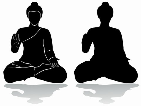 silhouette of buddha, vector draw