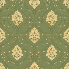 Vector damask seamless pattern background. Classical luxury old fashioned damask ornament, royal victorian seamless texture for wallpapers, textile, wrapping. Exquisite floral baroque template.
