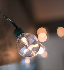 Close up of a lightbulb used for decorations.