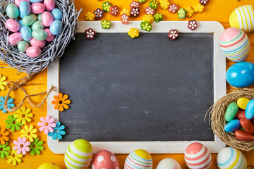 Colorful Easter egg background with decorations