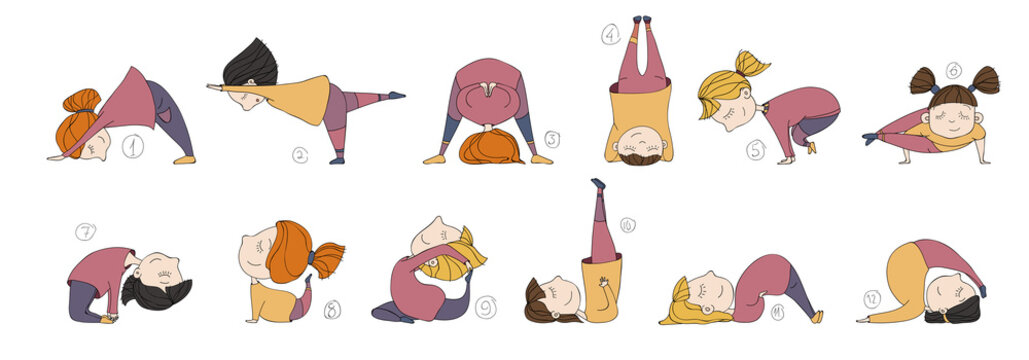 illustration of kids doing yoga