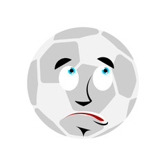 Soccer ball confused oops Emoji. Football Ball perplexed emotion avatar