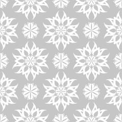 Gray and white floral ornament. Seamless pattern