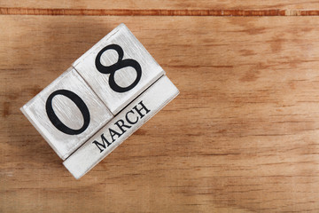 Women's day March 8 with wooden block calendar