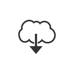 Cloud download icon. Vector illustration. Flat design.