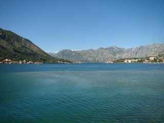The old town and the Bay of Montenegro. The beauty of the sea and mountains.
