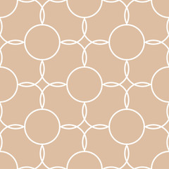 Geometric ornament. Beige and white seamless pattern