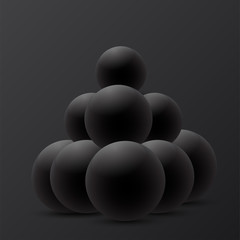Abstract 3D Sphere design on black background.