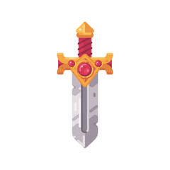 Gold sword flat icon. Precious fantasy game weapon item flat illustration