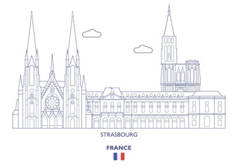 Strasbourg City Skyline, France - obrazy, fototapety, plakaty