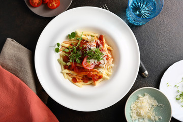 Pasta in white plate
