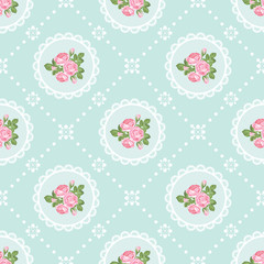 Shabby chic rose seamless pattern background