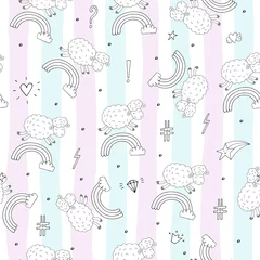 Foto op Canvas Cute seamless pattern with funny sheep. vector illustration © iryna_boiko