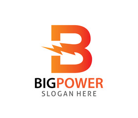 letter b big power electricity vector logo design