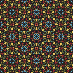 Vector Abstract multicolor Seamless Pattern. Vintage Geometric East Ornament Pattern. Islamic, Arabic, Indian, Bohemian, Gypsy