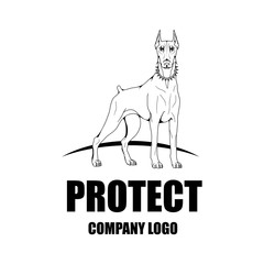 Security company vector logo design template. Protection logo.Doberman Dog. Logo icon design.