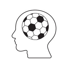 Fototapeta na wymiar soccer human head sport thin line flat design icon vector illustration. Editable stroke