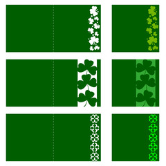 Set of Laser cutting clovers cards. Vector template greeting card edge cut shamrock. Perfect for St. Patrick's Day card or invitation. 