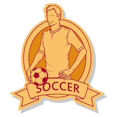 Soccer player with a ball. Soccer logo. Soccer game.
