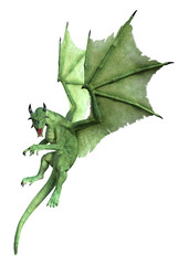 3D Rendering Fantasy Dragon on White