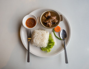 rice with 
Boiled pork bone and mushroom
