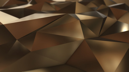 Gold abstract low poly triangle field