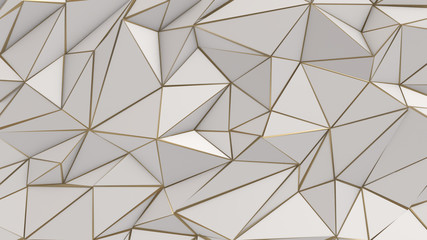 White and gold abstract low poly triangle background