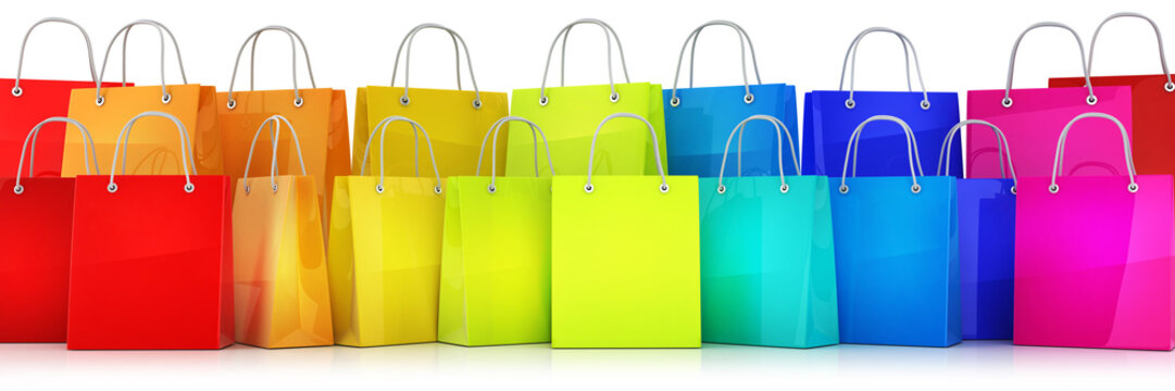 Many shopping bag multicolored